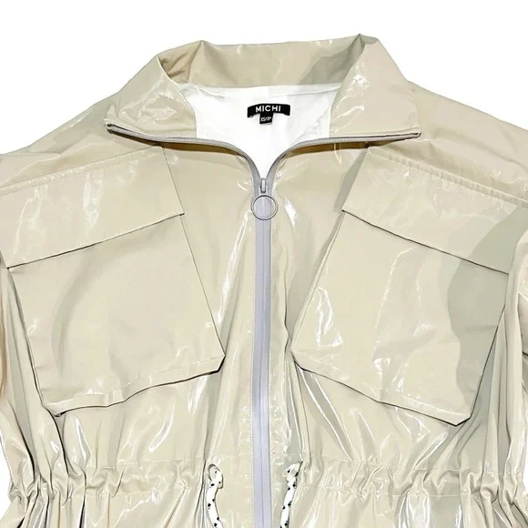 MICHI ARES GLOSS HIGH COLLAR UTILITY JACKET. LUXURY PERFORMANCE ATHLETIC WEAR. - Picture 9 of 16